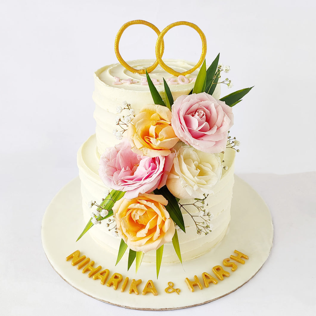 Wedding and Engagement Two Tier Floral Cake