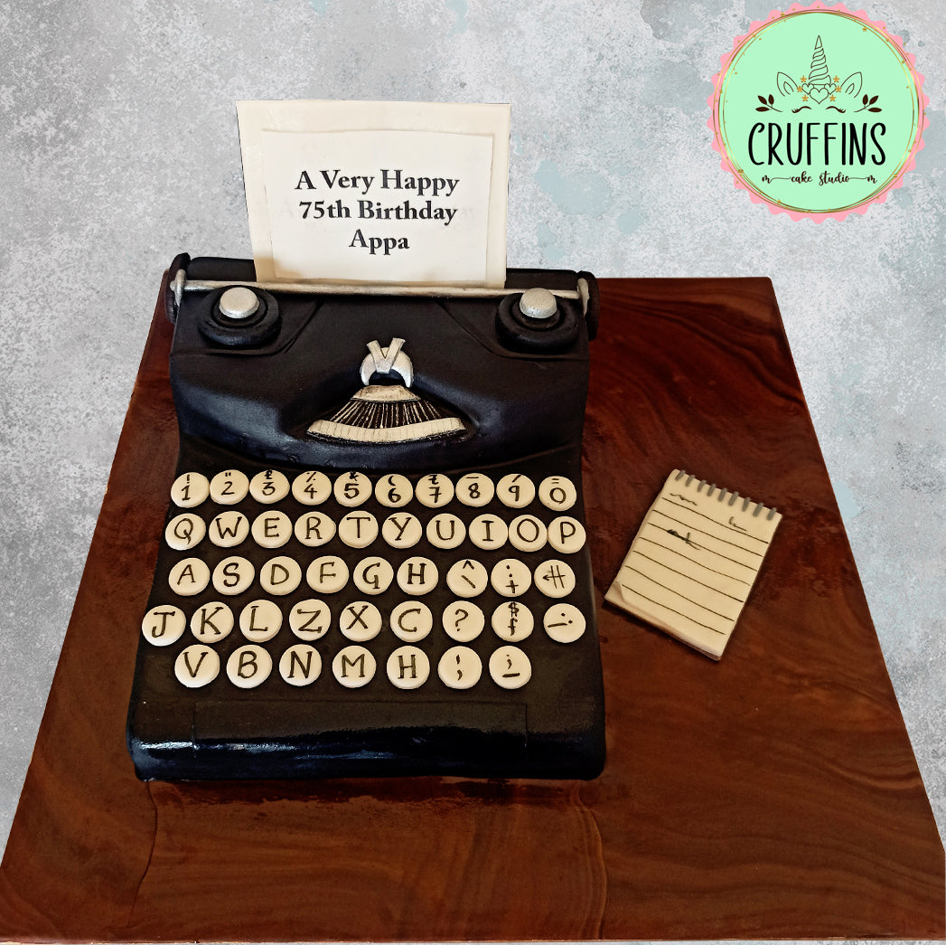 typewriter replica cake