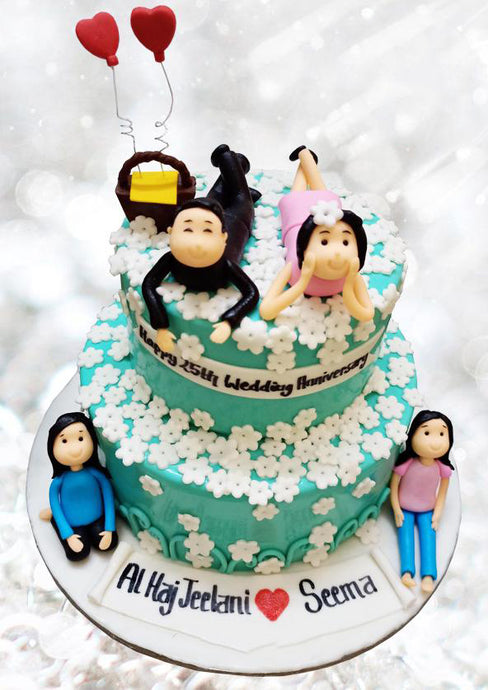 wedding anniversary flower bed cake