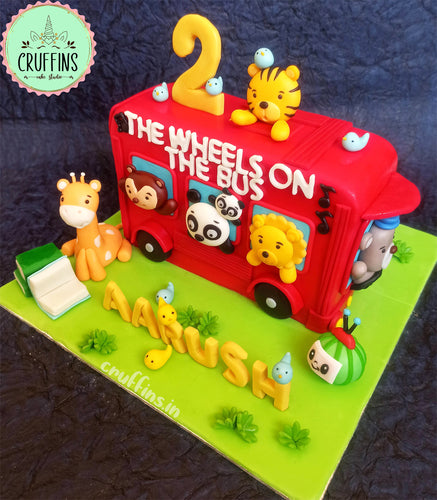 wheels on the bus red cake